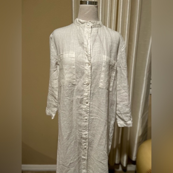 Enza Costa White Linen Shirtdress Dress - Picture 6 of 11